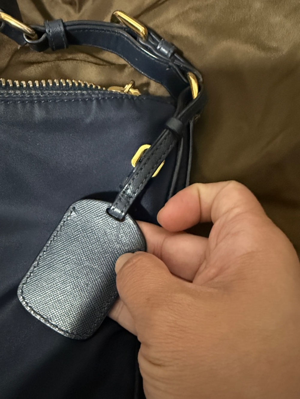 Prada Navy Nylon Crossbody with Gold Logo Hardware - Picture 4 of 16
